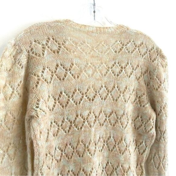 Hand Knit Lace V-Neck Pullover Sweater Size Small - Picture 7 of 9